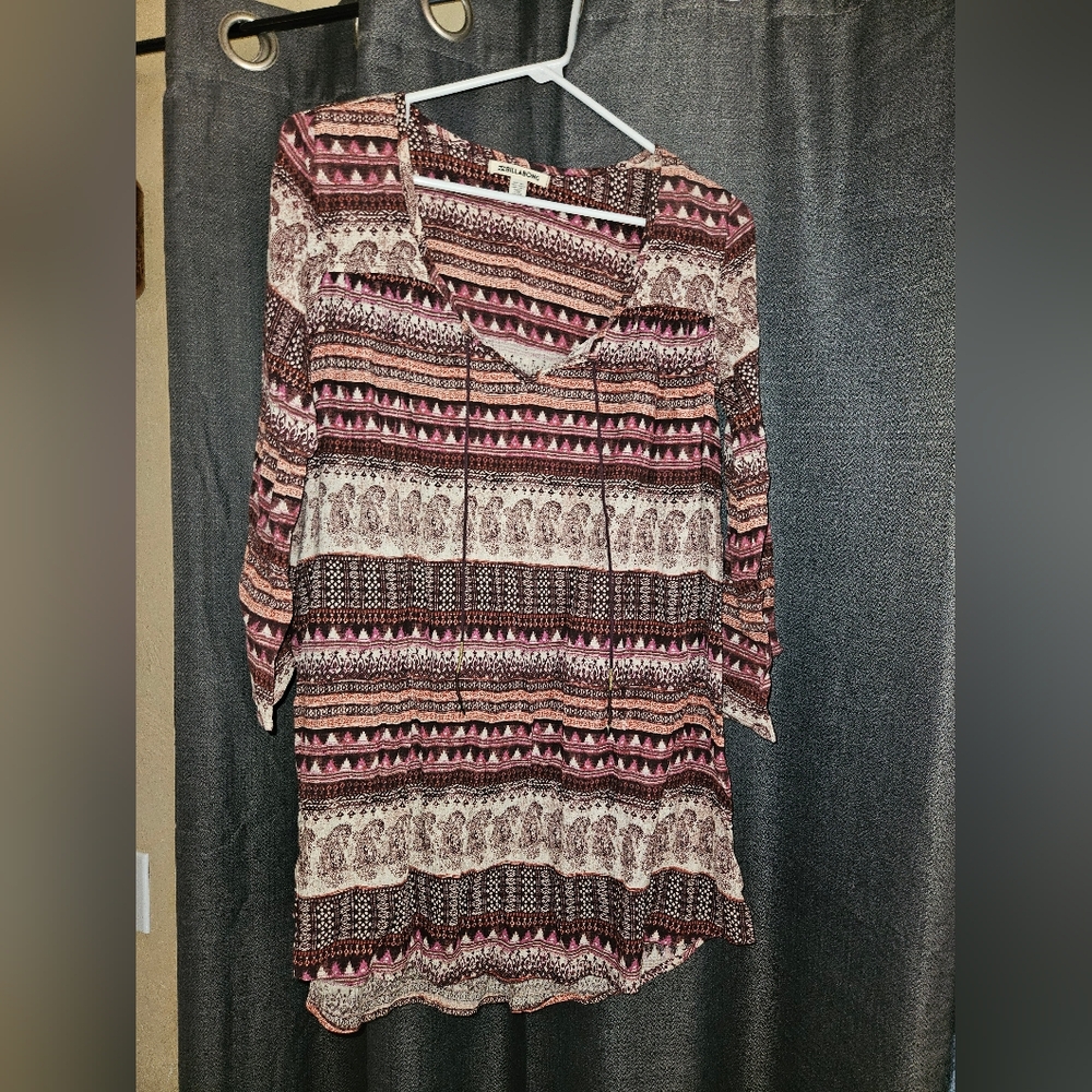 Billabong Women's Tunic - Pink and Brown Pattern